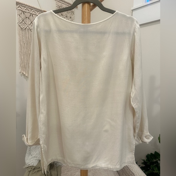 Yves Saint Laurent Variation Ivory Silk Blouse Vintage Long Sleeve Top M